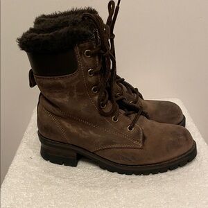 Daffo Faux Fur Lined Brown Combat Boots Size 37